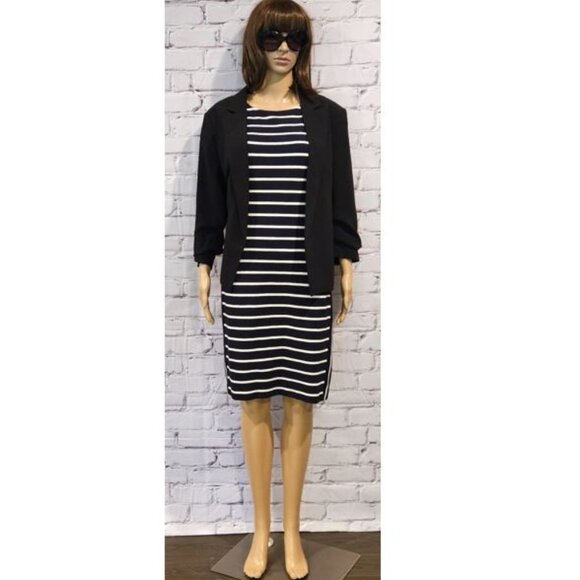 BANANA REPUBLIC, Navy and white short sleeve striped dress - Picture 13 of 15